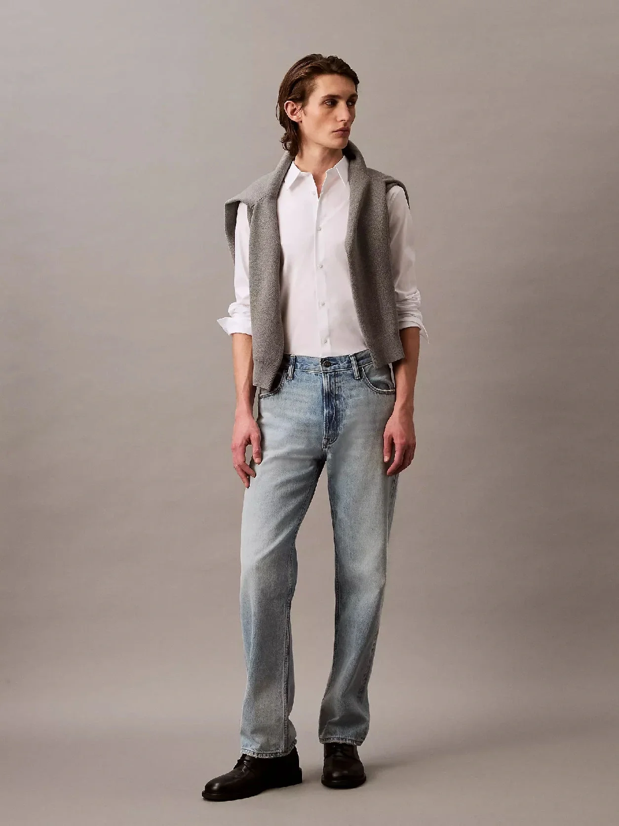 Calvin Klein LS SOLID STRETCH SLIM SHIRT Erkek BEYAZ Gömlek LV04LB145G-YAA