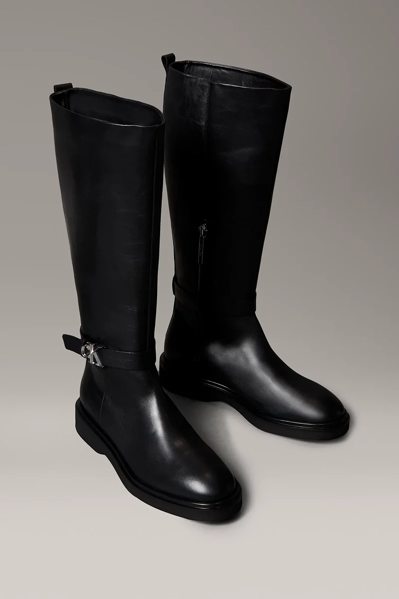 Calvin Klein Metal Logolu Diz Altı Kadın Siyah Bot HW0HW02665-BEH