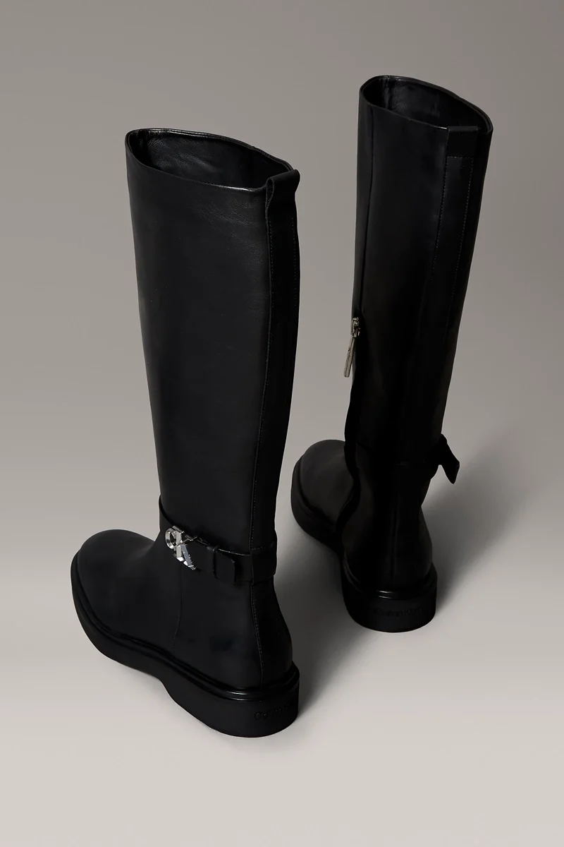 Calvin Klein Metal Logolu Diz Altı Kadın Siyah Bot HW0HW02665-BEH