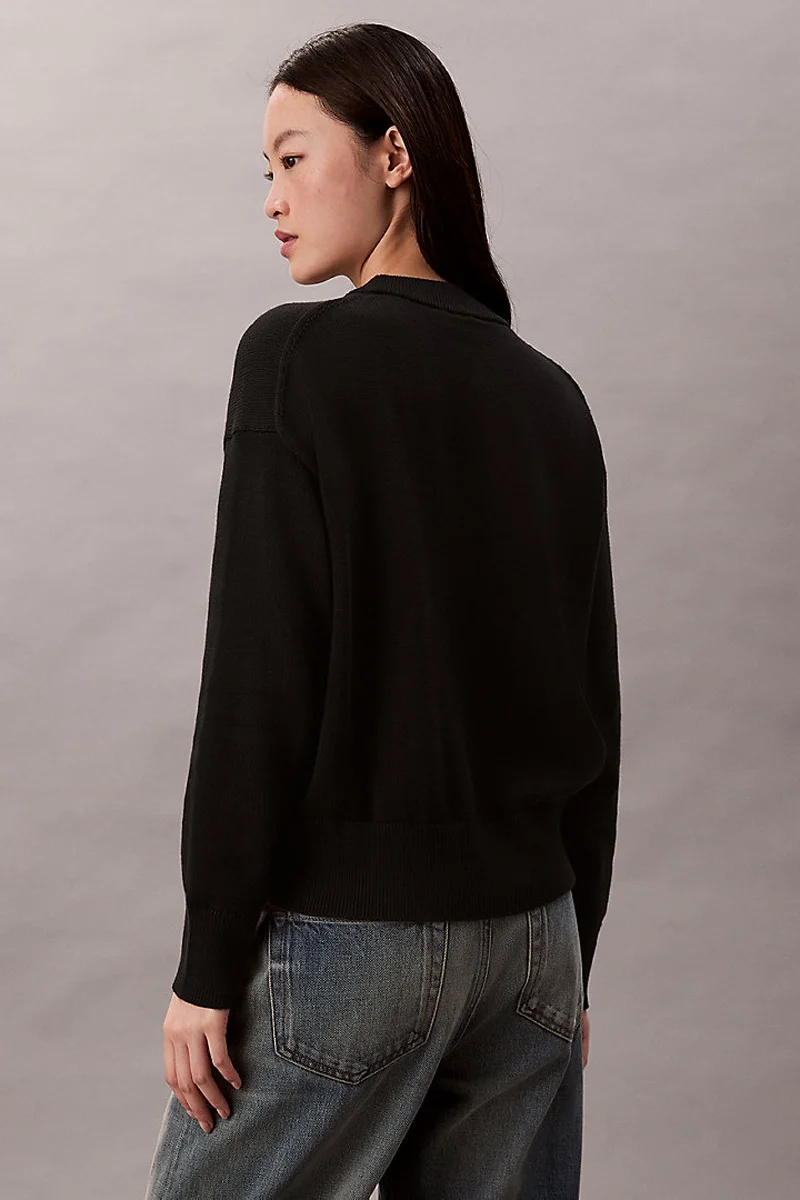 Calvin Klein Pamuklu Grafik Baskılı Kadın Siyah Kazak LV047C311G-UB1