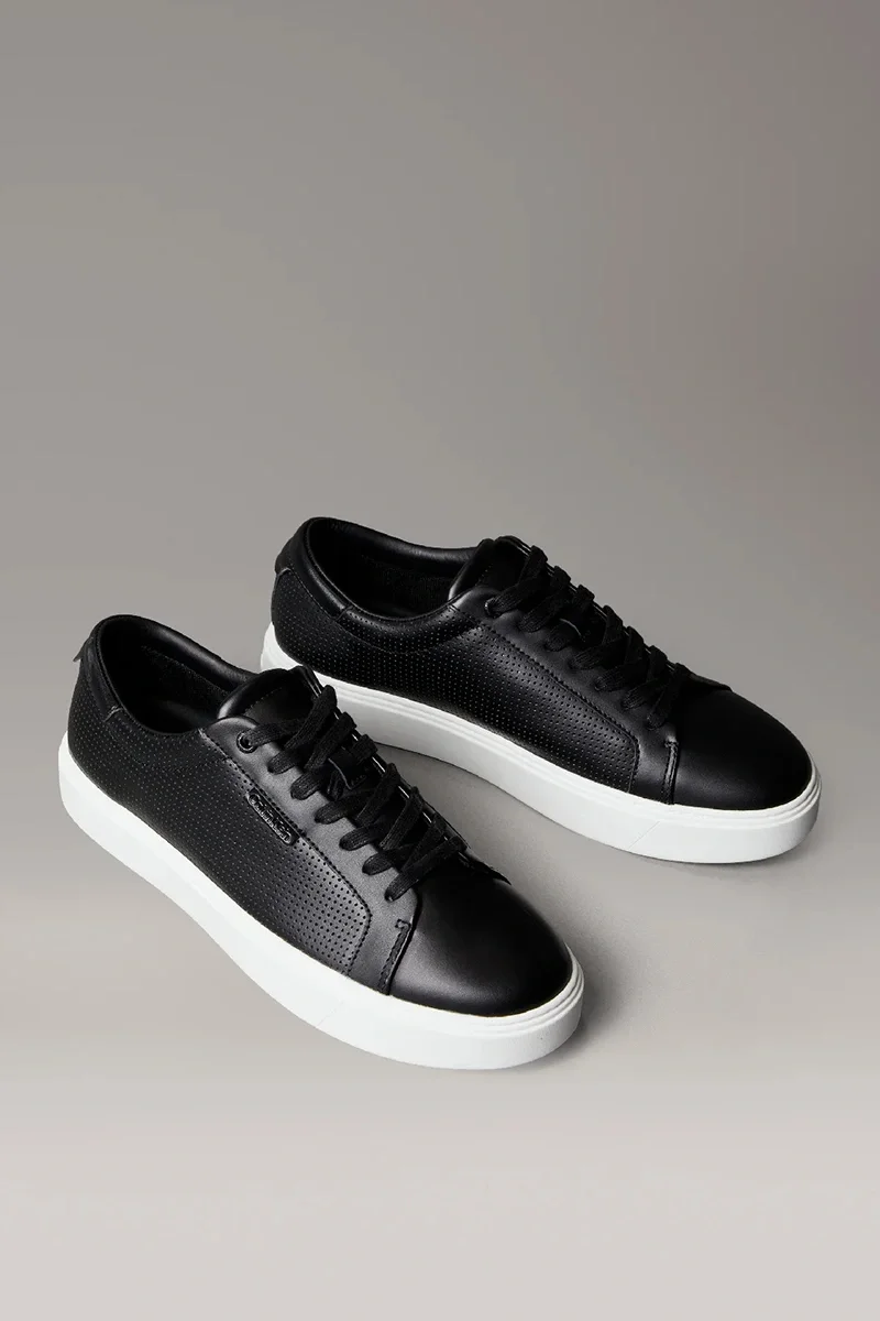 Calvin Klein Perfore Deri Bileksiz Düz Taban Erkek  Siyah Sneaker HM0HM01870-0GM