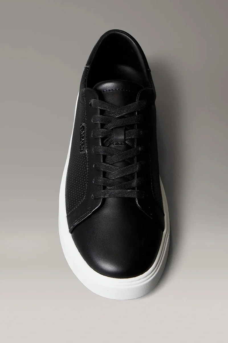Calvin Klein Perfore Deri Bileksiz Düz Taban Erkek  Siyah Sneaker HM0HM01870-0GM