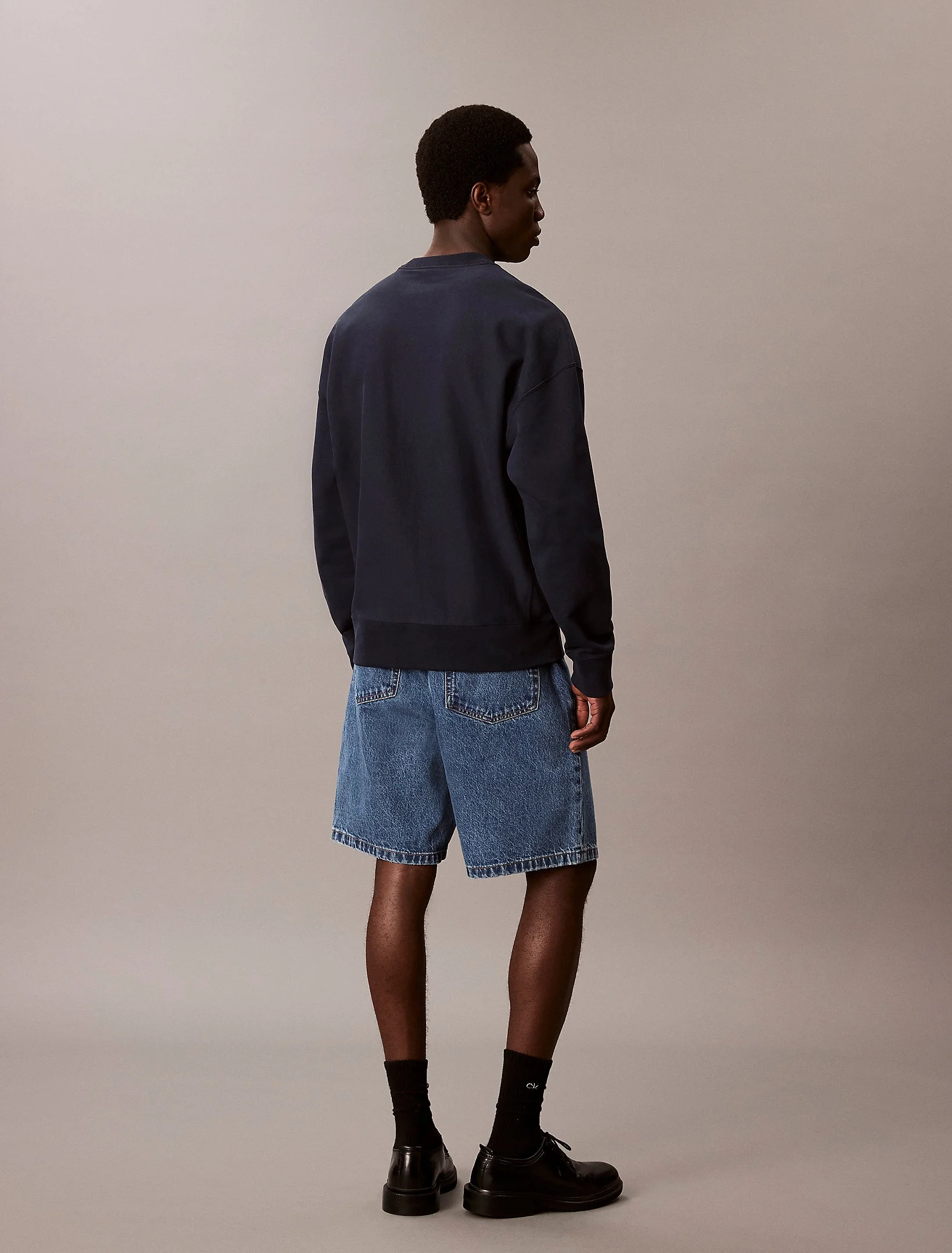 Calvin Klein Premium Terry Monogram Bisiklet Yaka Erkek Mavi Sweatshirt LV04RC277G-CEF
