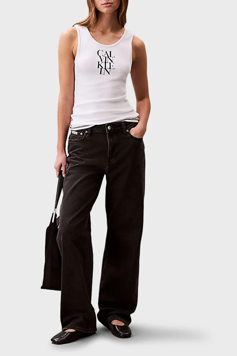 Calvin Klein SL COTTON RIB SOLID TANK Kadın Beyaz Bluz LV044C219G-YAA