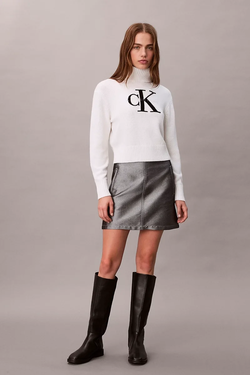 Calvin Klein Şönil Monologo Kadın Beyaz Kazak LV047D354G-YAA