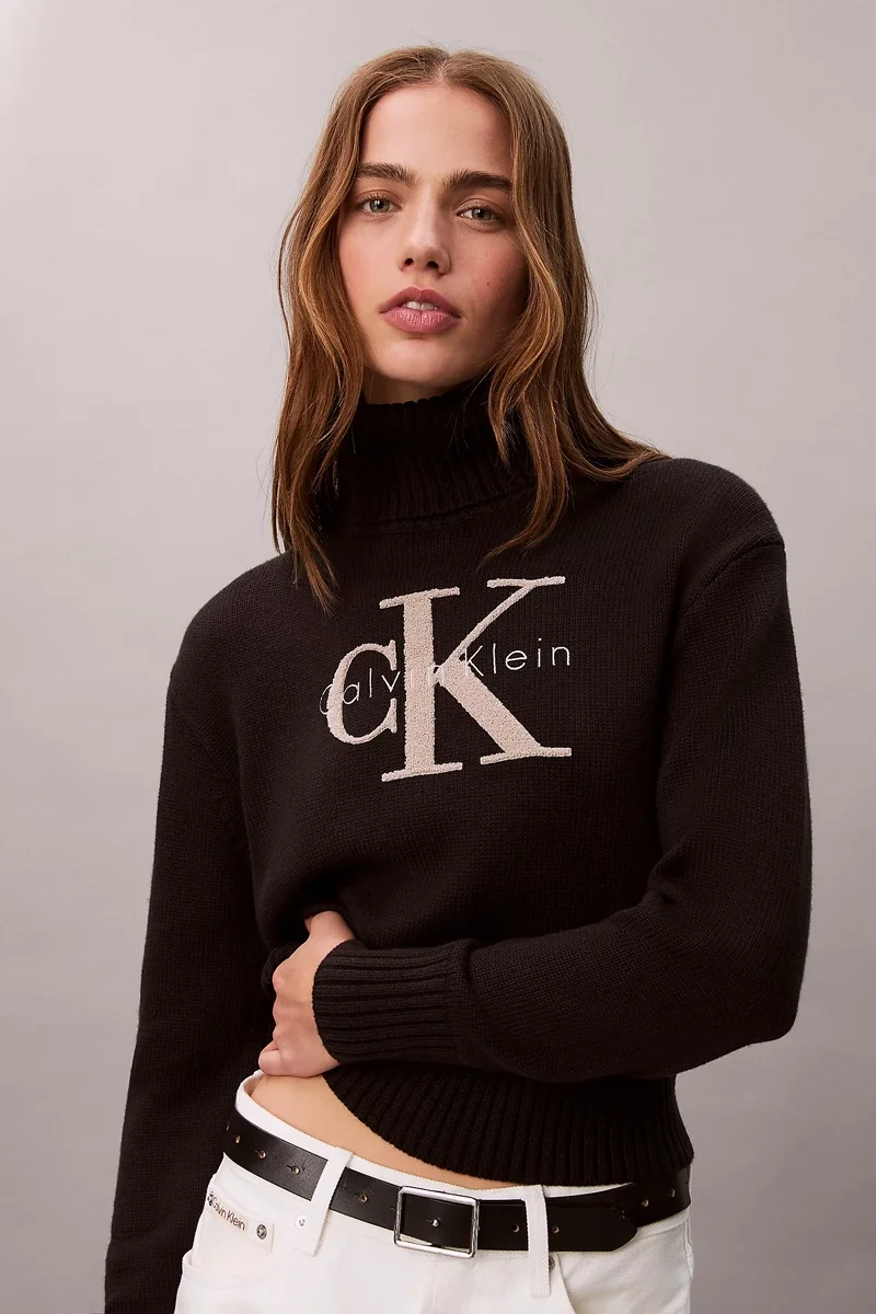 Calvin Klein Şönil Monologo Kadın Siyah Kazak LV047D354G-UB1