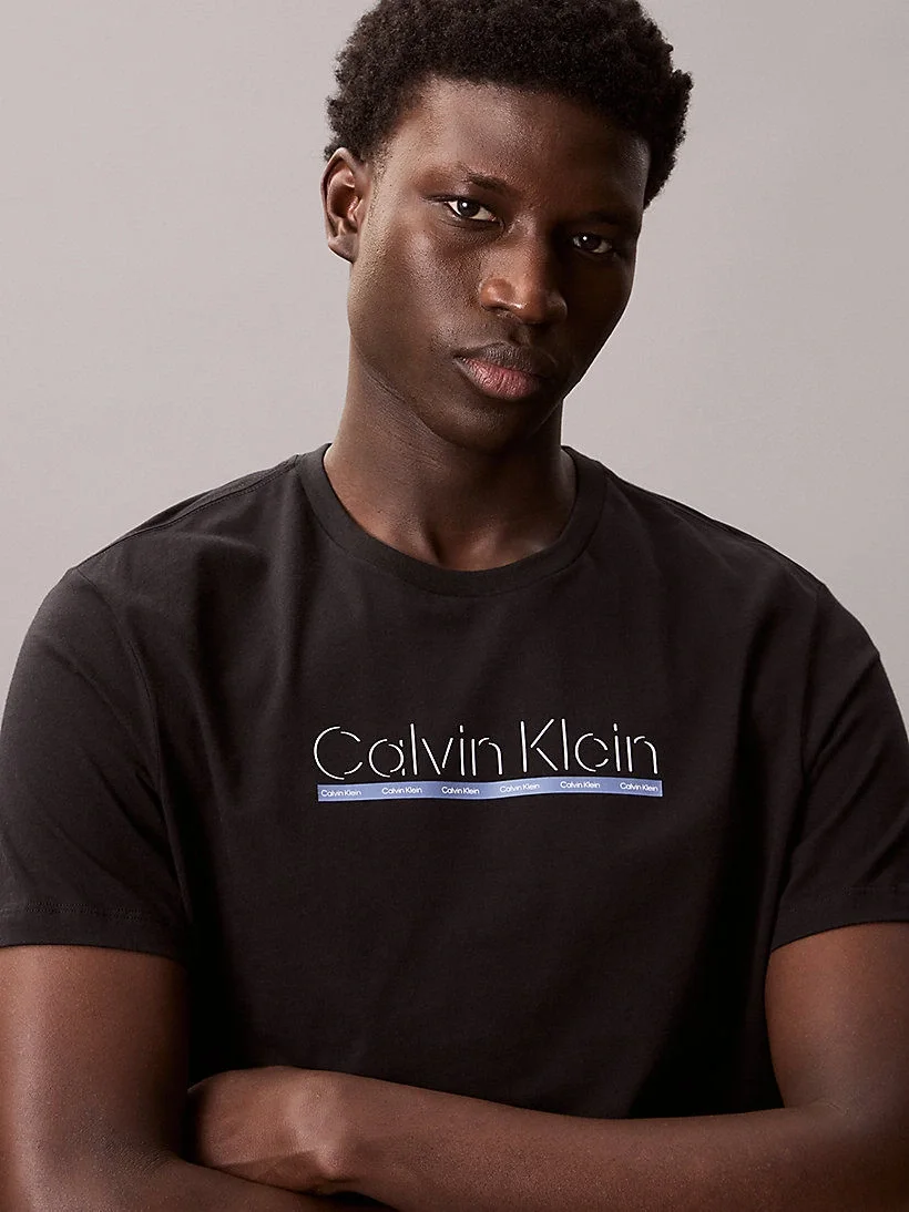 Calvin Klein SS 30s EU SP OUTLINE TAPE GRAPHI Erkek SİYAH T-shirt LV04RC852G-UB1