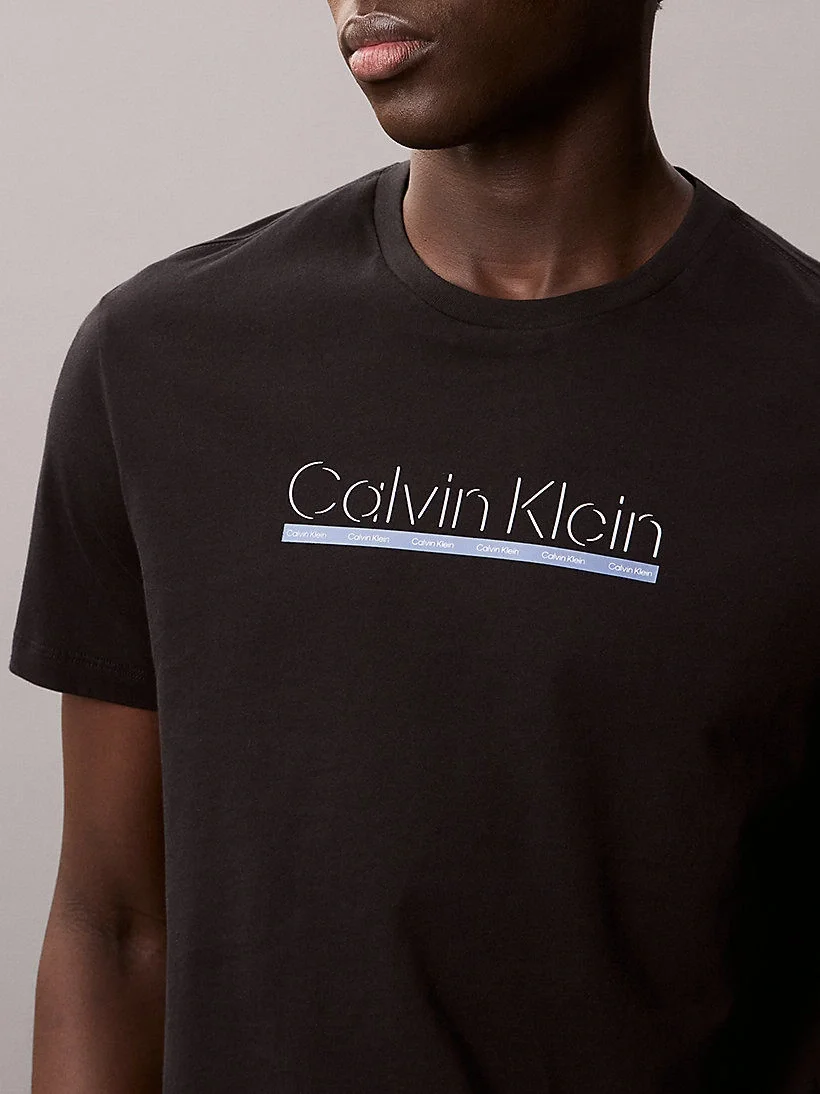 Calvin Klein SS 30s EU SP OUTLINE TAPE GRAPHI Erkek SİYAH T-shirt LV04RC852G-UB1