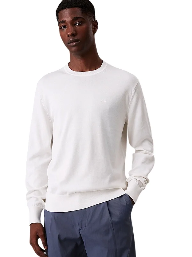 Calvin Klein Supima Cotton Erkek Beyaz Sweatshirt  LV040BM343-YAS