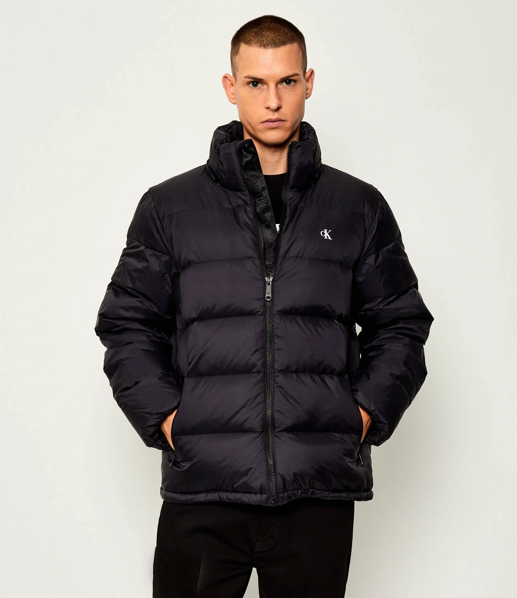 Calvin Klein Uzun Kollu Çıkarılabilir Kapüşonlu Şişme Erkek Siyah  Mont LV04RC518G-UB1