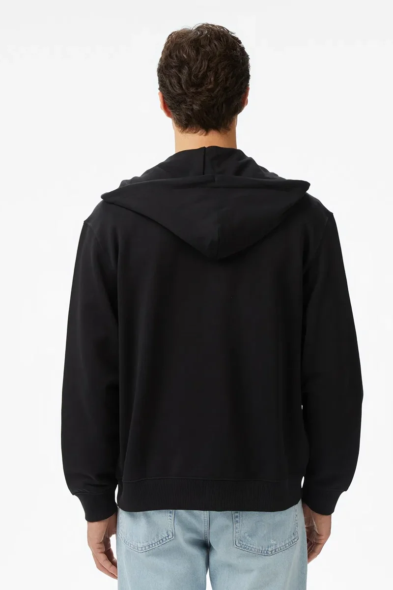 Calvin Klein Uzun Kollu EU 350 Terry Monogram Tam Fermuarlı Kapüşonlu Erkek Siyah Sweatshirt LV04RD240G-UB1