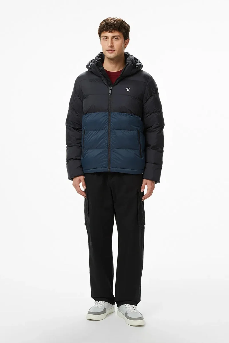 Calvin Klein Uzun Kollu Naylon Renk Bloklu Şişme Erkek  Mont  LV04RD527G-UB1