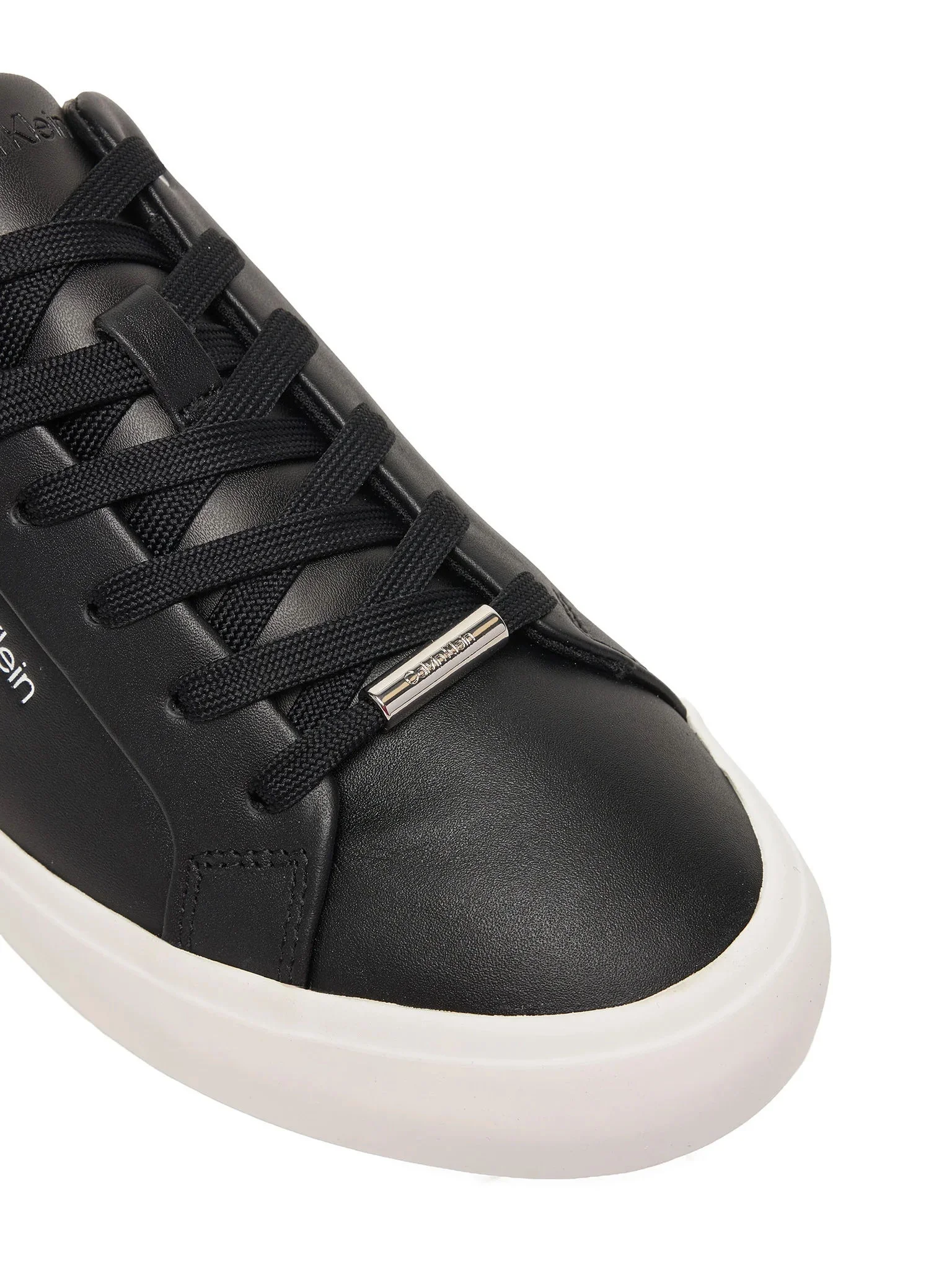 Calvin Klein Vulc Bağcıklı Deri ve Hareli Kadın Siyah Sneaker HW0HW02747-0GK