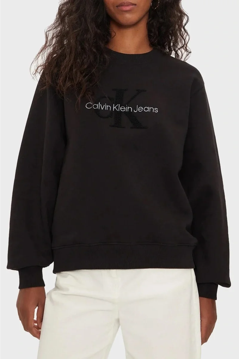 Calvin Klein CHENILLE MONOLOGO CREWNECK Kadın SİYAH Sweatshirt J20J224652-BEH