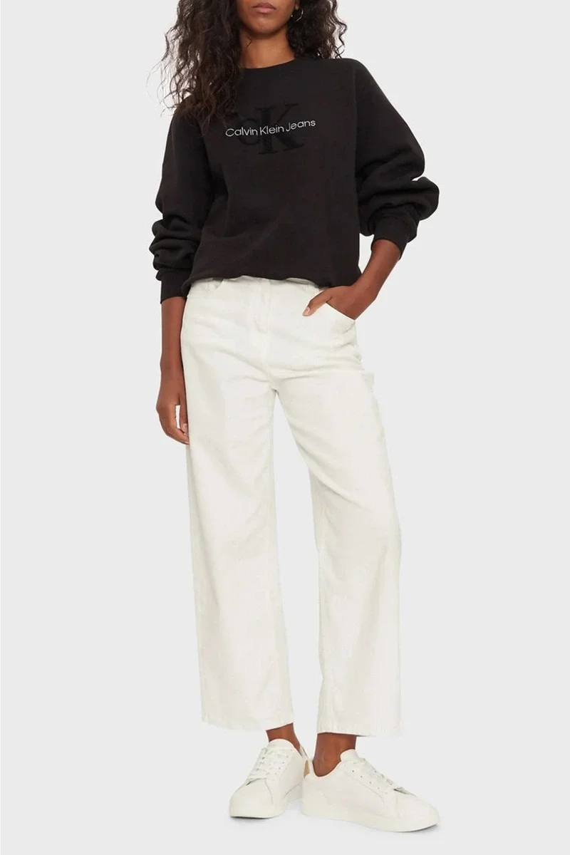 Calvin Klein CHENILLE MONOLOGO CREWNECK Kadın SİYAH Sweatshirt J20J224652-BEH