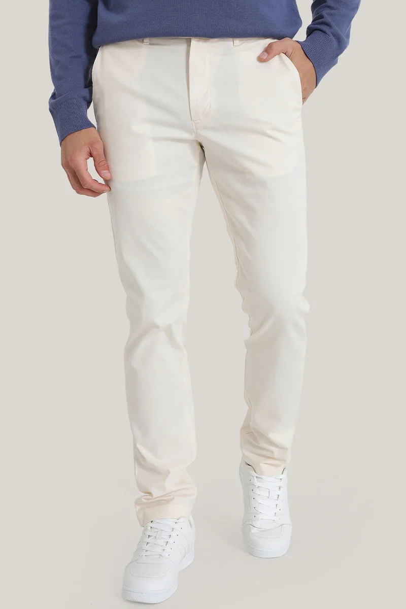 Tommy Hilfiger CHINO BLEECKER 1985 PIMA COTTON Erkek Beyaz Pantolon MW0MW26619AEF