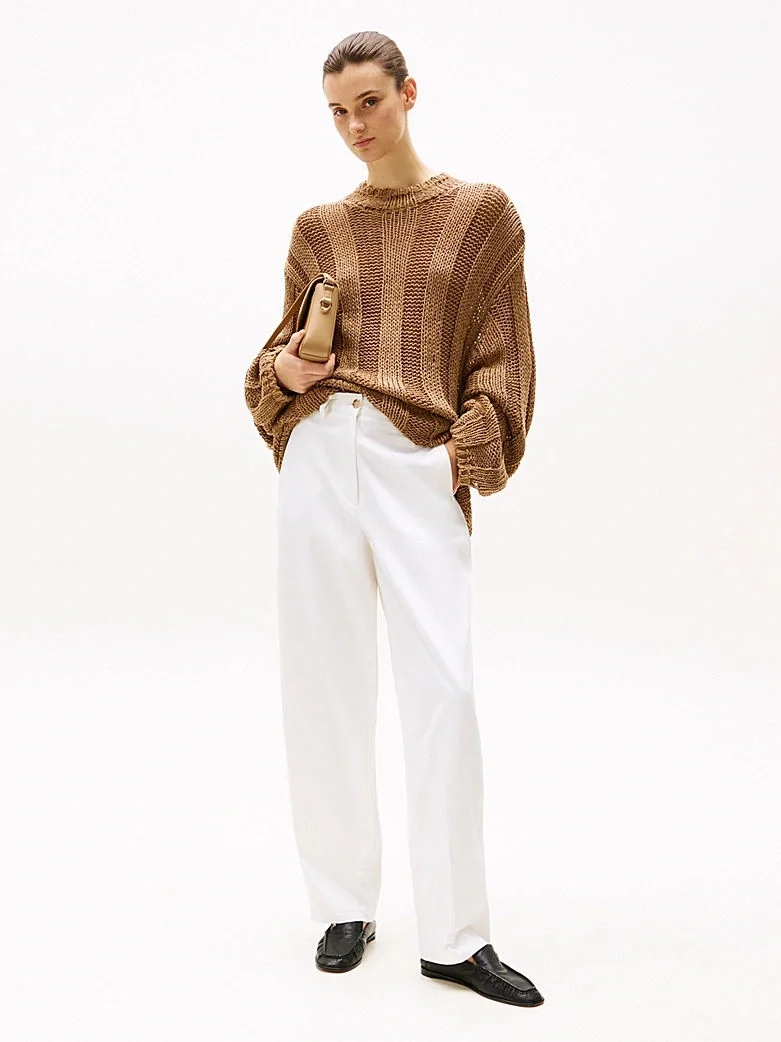 Tommy Hilfiger COTTON BARREL RELAXED STR CHINO Kadın  Pantolon WW0WW45487YCF