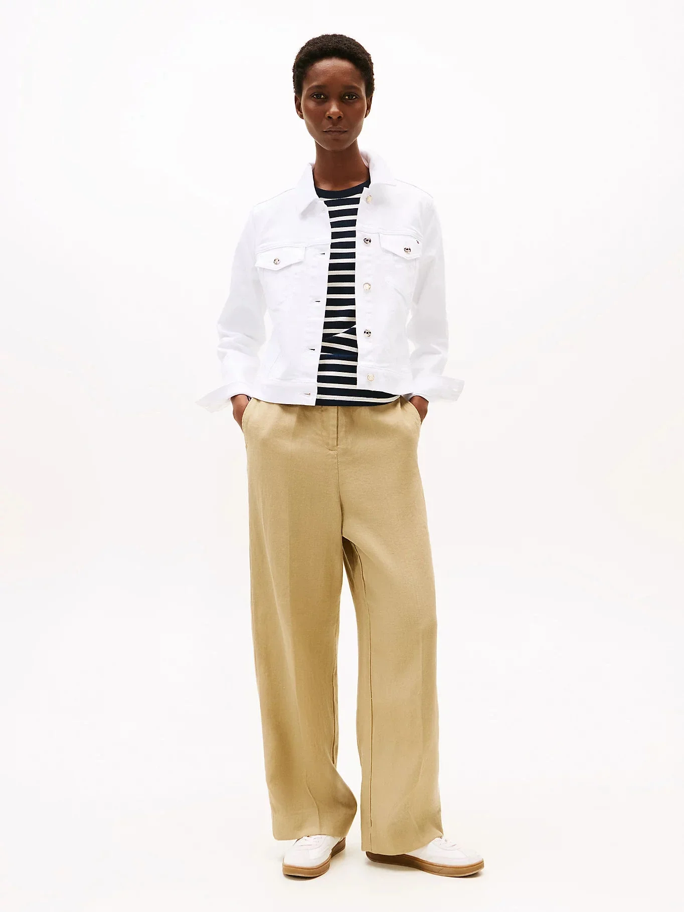 Tommy Hilfiger DNM SLIM JACKET WHITE Kadın  Ceket WW0WW44374YCF