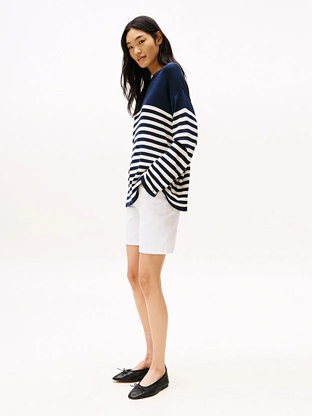 Tommy Hilfiger DNM STRAIGHT SHORT RW WHITE Kadın  Şort WW0WW45924YCF