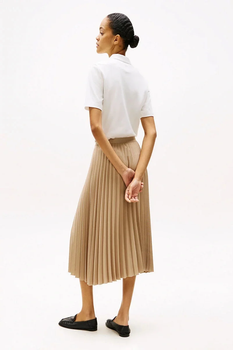 Tommy Hilfiger FLUID PLEATED PULL ON MIDI SKIRT Kadın Kahverengi Etek WW0WW43886AEG