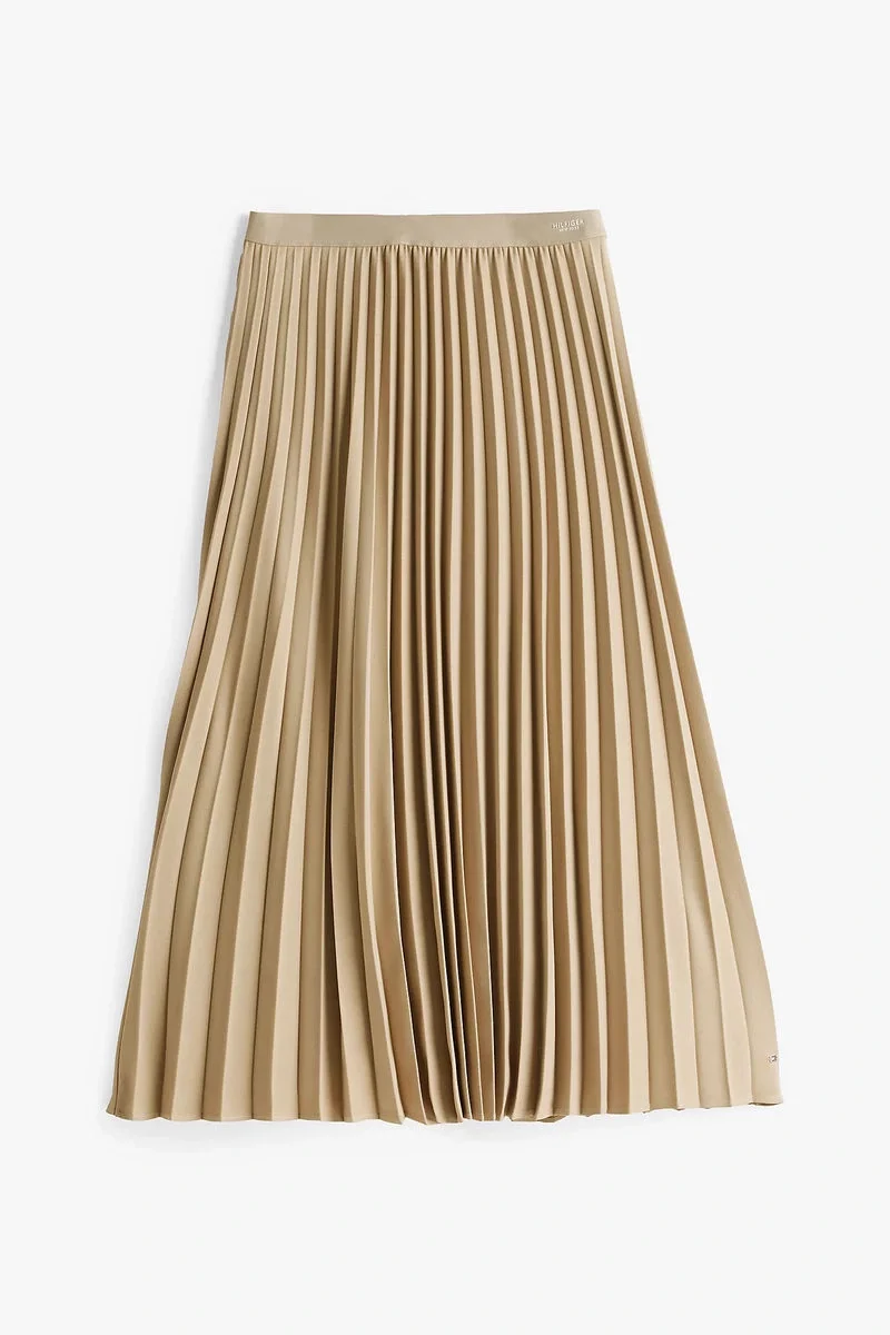 Tommy Hilfiger FLUID PLEATED PULL ON MIDI SKIRT Kadın Kahverengi Etek WW0WW43886AEG