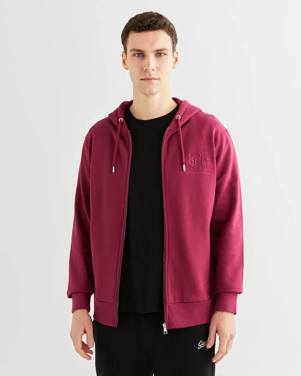Gant Erkek  Bordo Regular Fit Kapüşonlu Logolu Sweatshirt