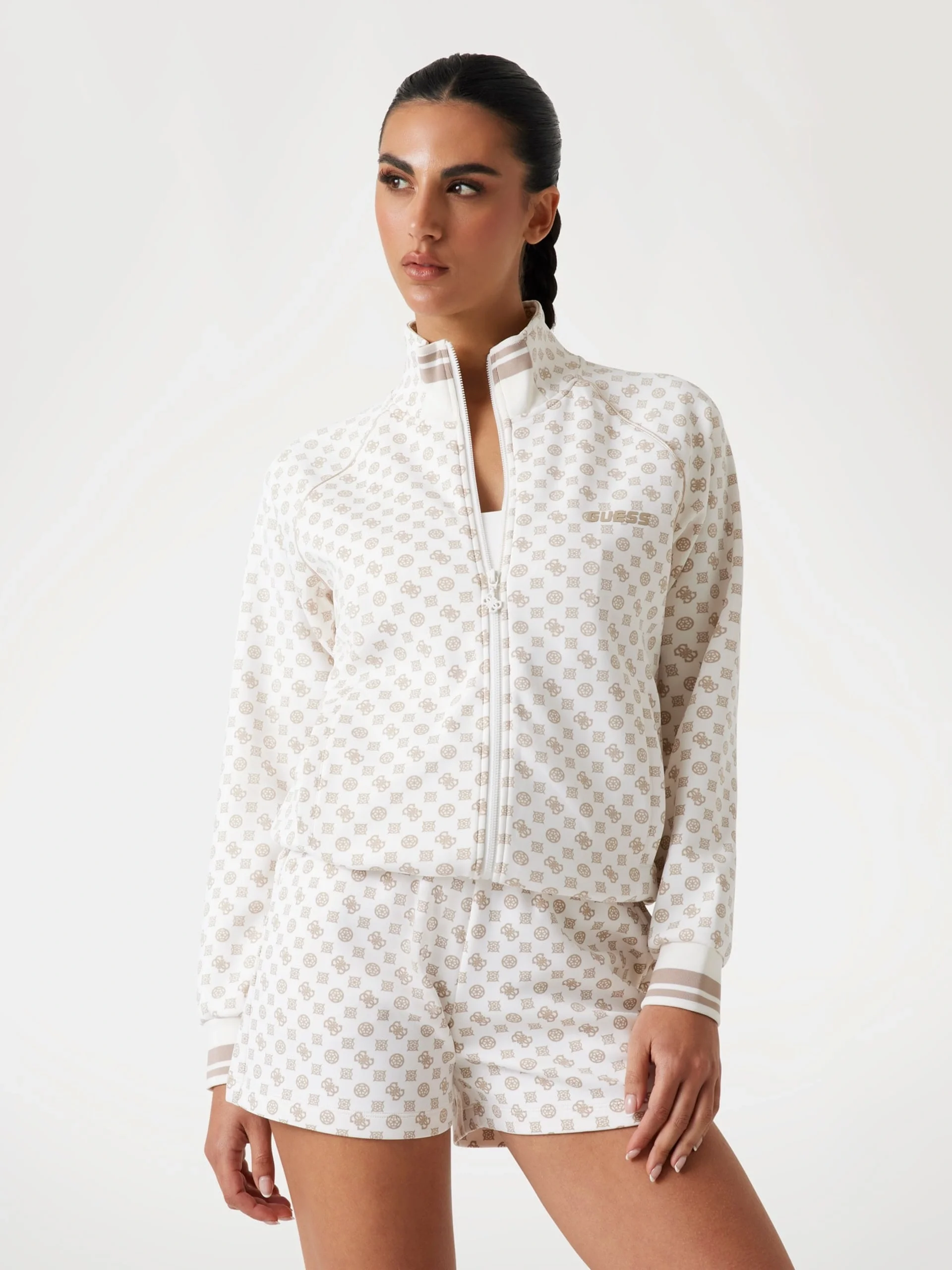 Guess Aggie Kadın Krem Aktif Scuba  Eşofman Üstü V5YQ03KB212-P1MS