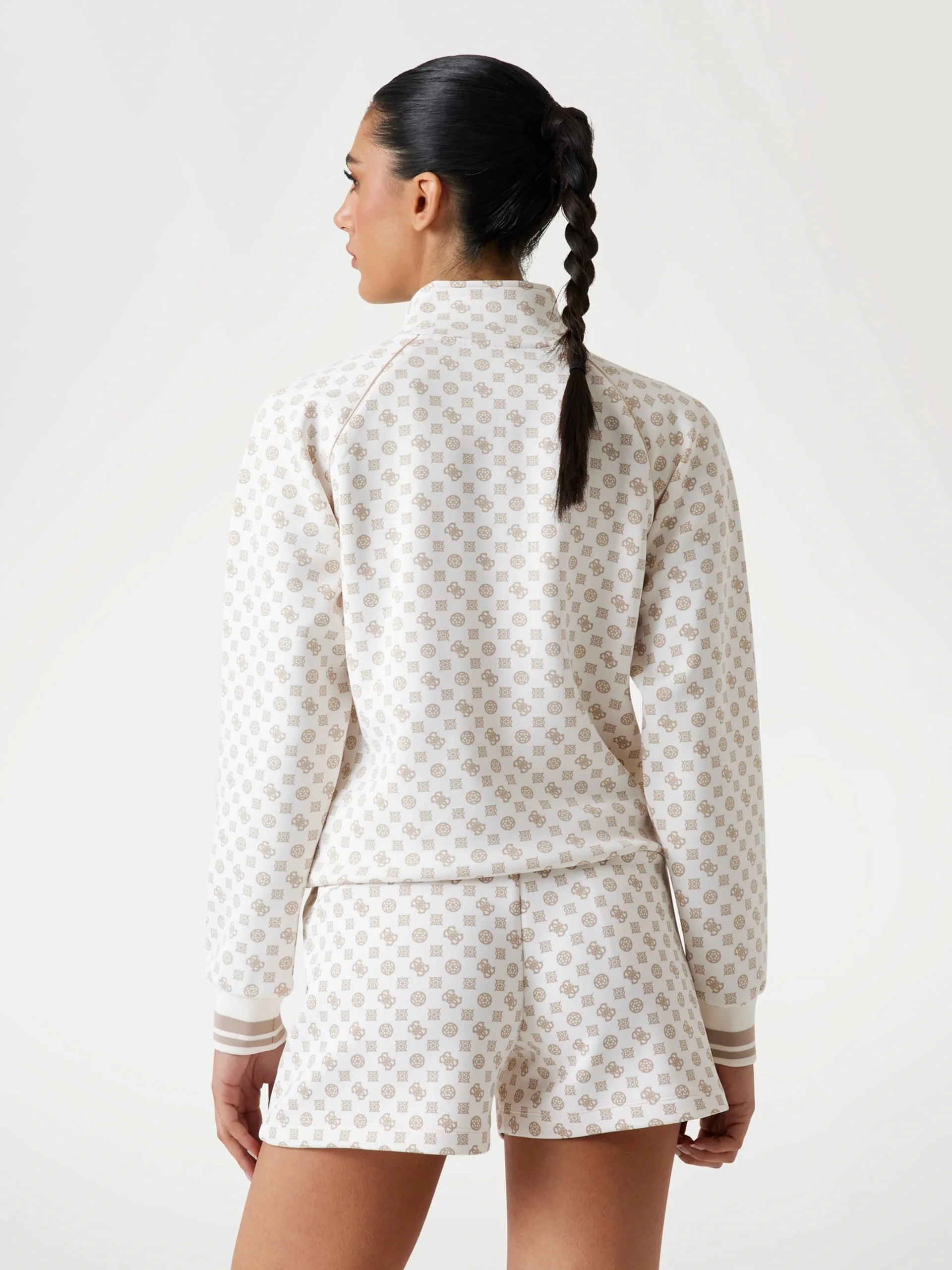 Guess Aggie Kadın Krem Aktif Scuba  Eşofman Üstü V5YQ03KB212-P1MS