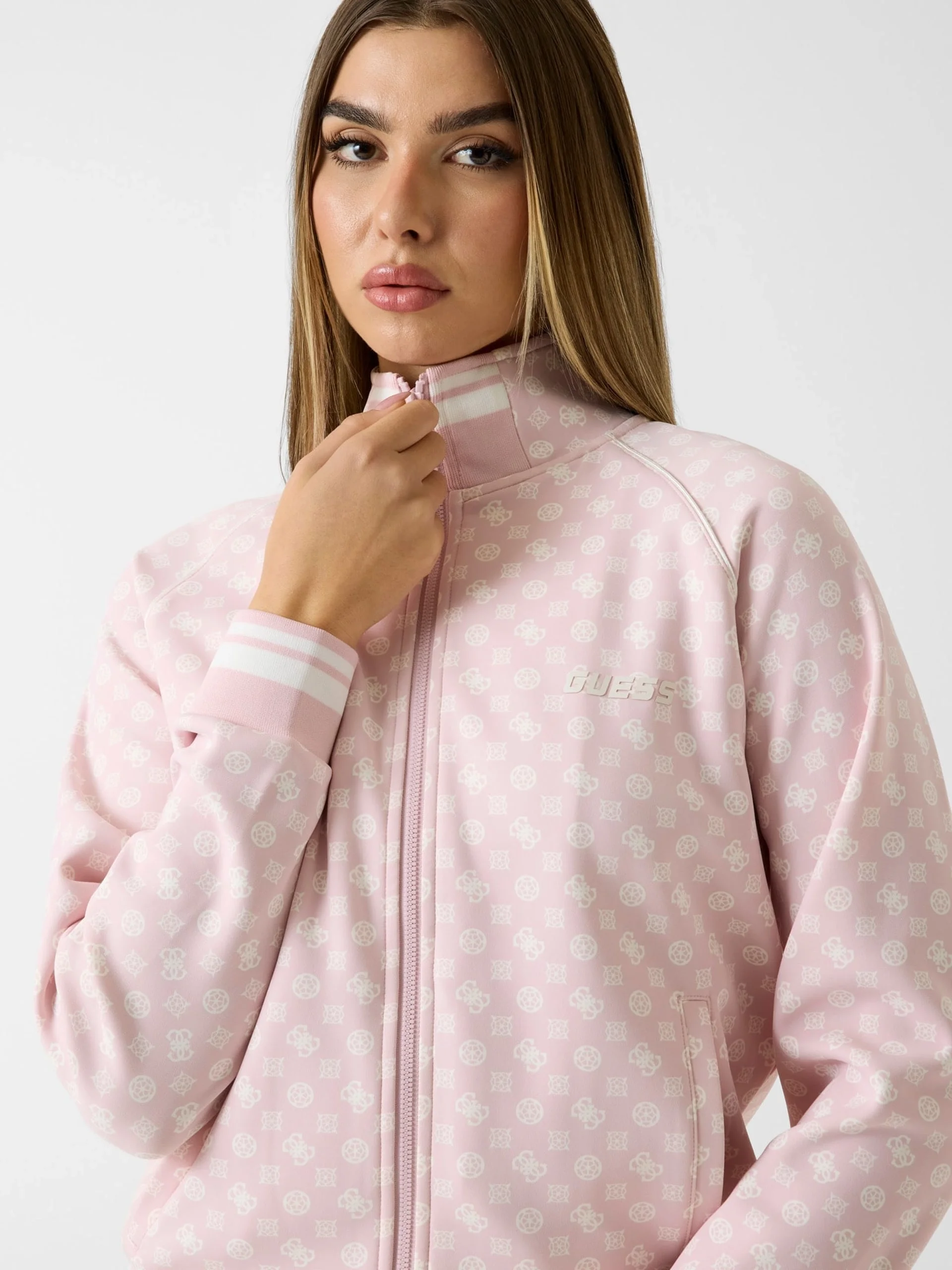 Guess Aggie Tam Fermuarlı Kadın Pembe Eşofman Üstü V5YQ03KB212-P6GZ