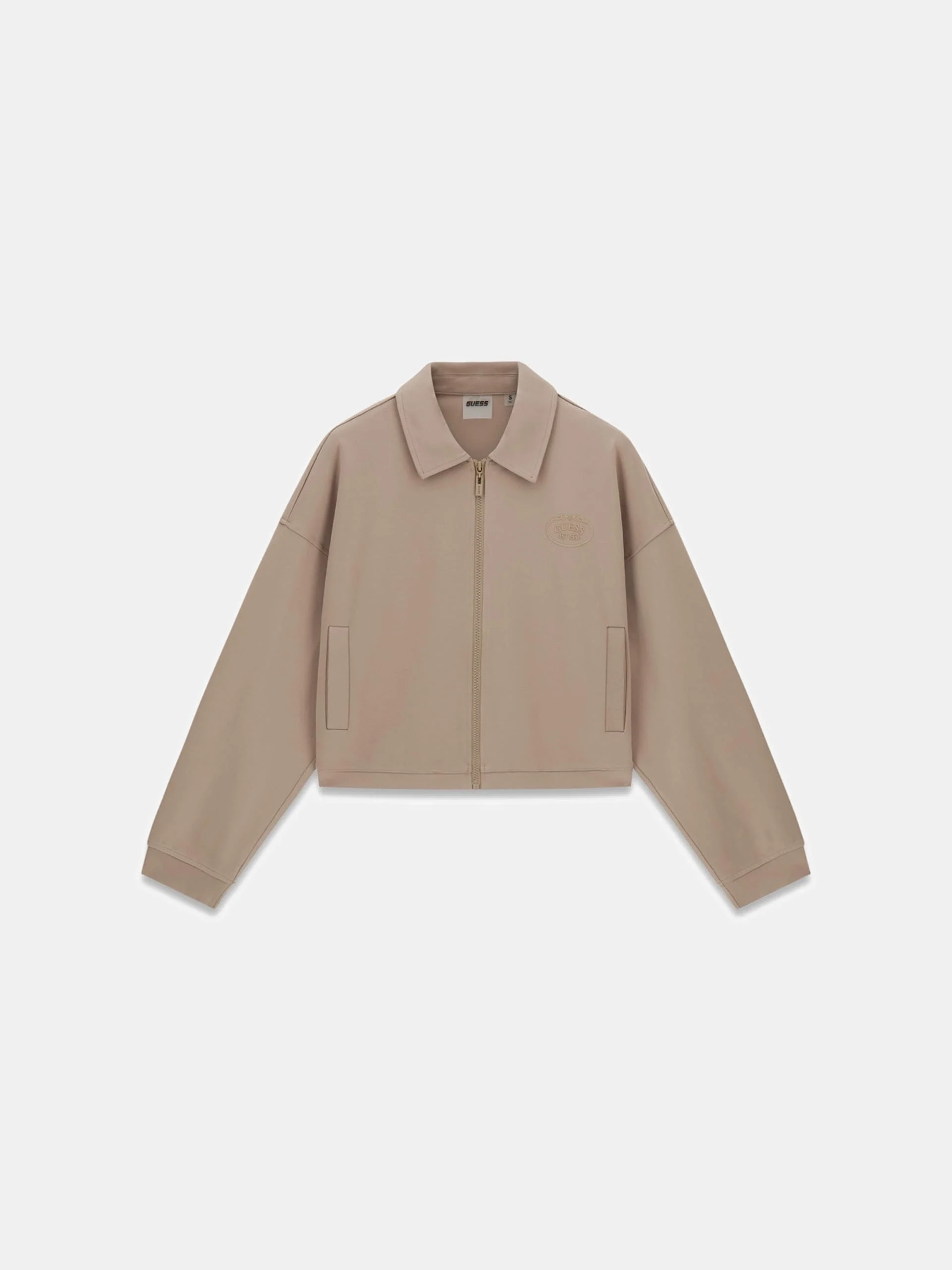 Guess Annie Kısa Tam Fermuarlı Kadın Bej Ceket V6RQ17KD822-G1O3