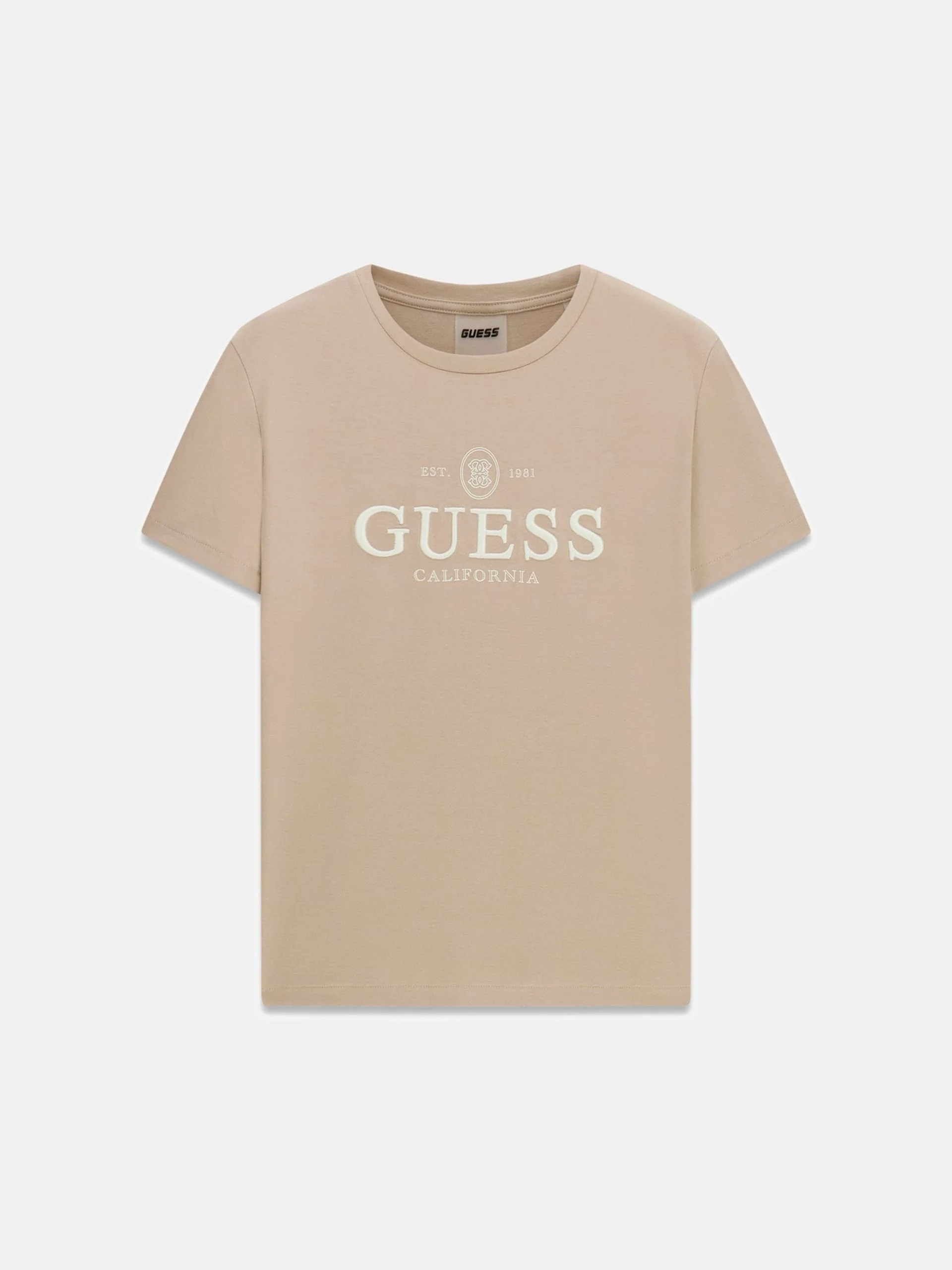 Guess Arabella Bisiklet Yaka Kısa Kollu Kadın Bej T-shirt V6RI06KD741-G1BW