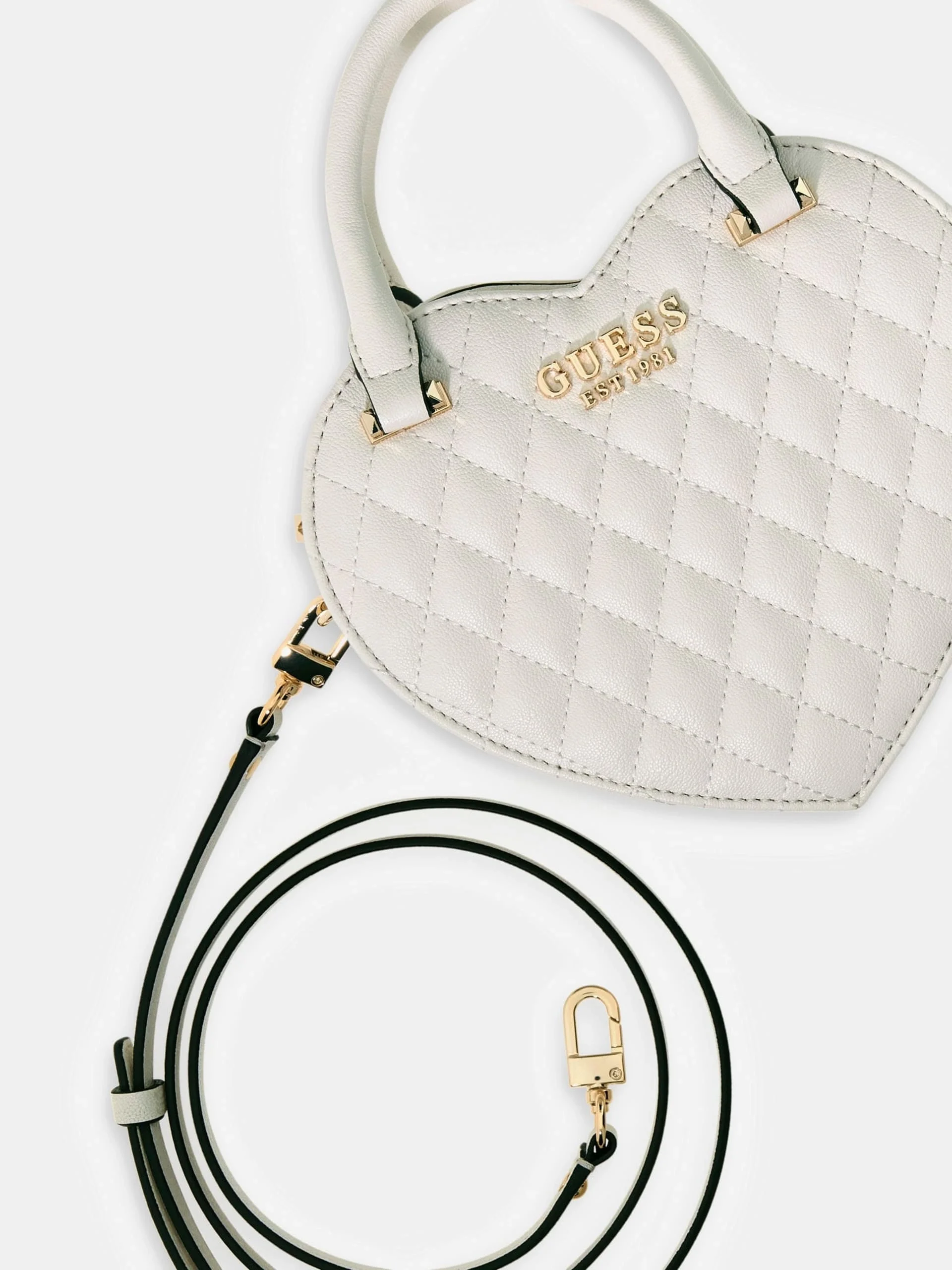 Guess Atabey Kalp Şekilli Kadın Beyaz Çapraz Çanta HWQG9894770-OFF