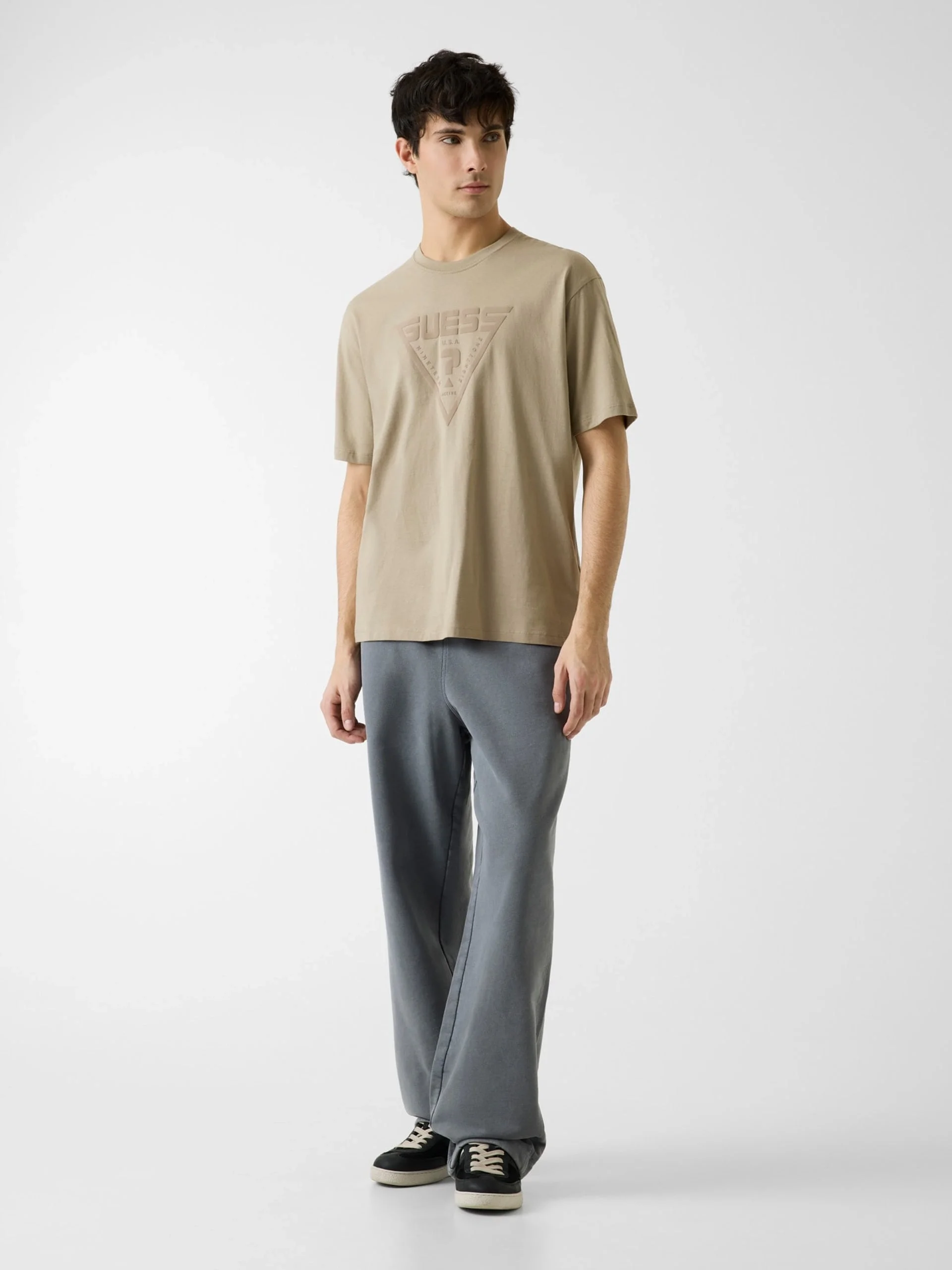 Guess Azha Bisiklet Yaka Büyük Beden Erkek Gri T-shirt Z4BI02I3Z14-G9I0