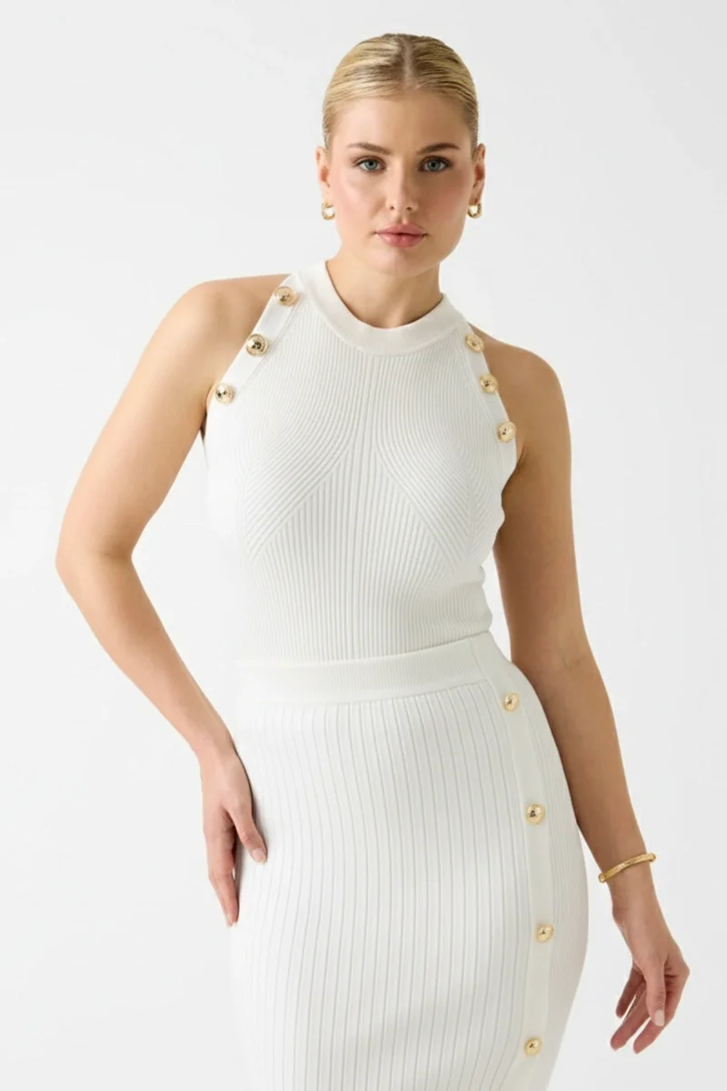 Guess Bice Halter Yaka Kadın Beyaz Bluz 6RGR105613Z-MCDM