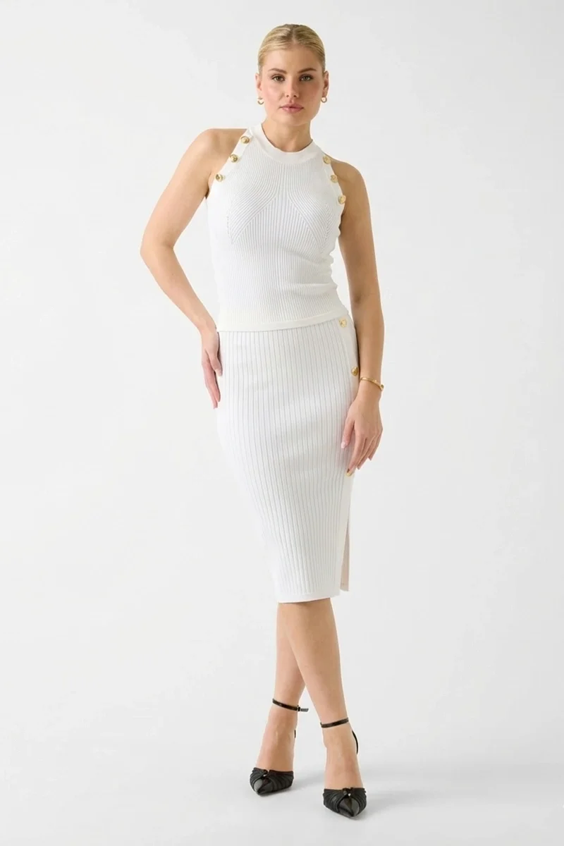 Guess Bice Halter Yaka Kadın Beyaz Bluz 6RGR105613Z-MCDM