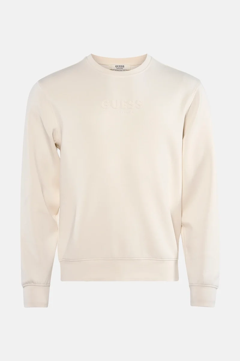 Guess Bisiklet Yaka Uzun Kollu Scuba Luxe Erkek Krem Sweatshirt M6RQ42KAYM2-G1CV