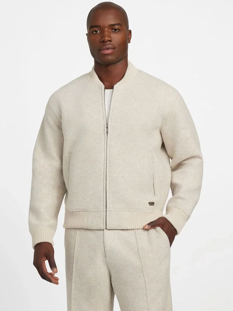 Guess Bomb Erkek Krem Yün Karışımlı Scuba  Eşofman Üstü  M5BQ22K7640-LOH