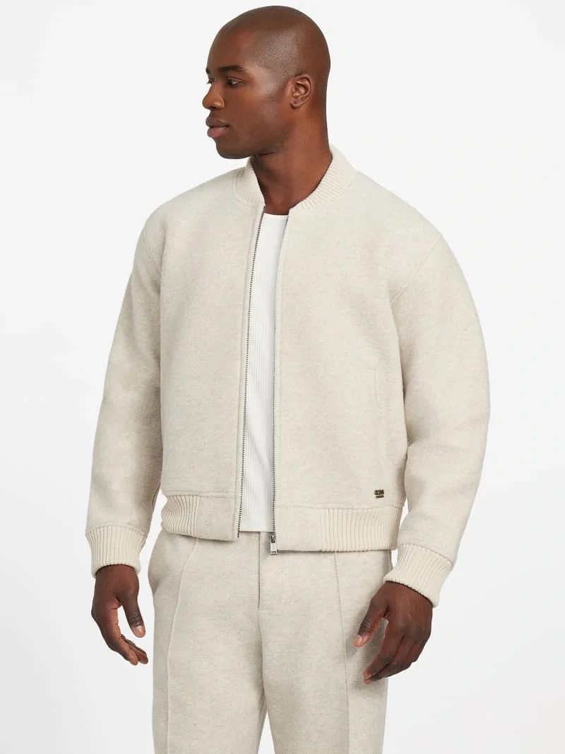 Guess Bomb Erkek Krem Yün Karışımlı Scuba  Eşofman Üstü  M5BQ22K7640-LOH