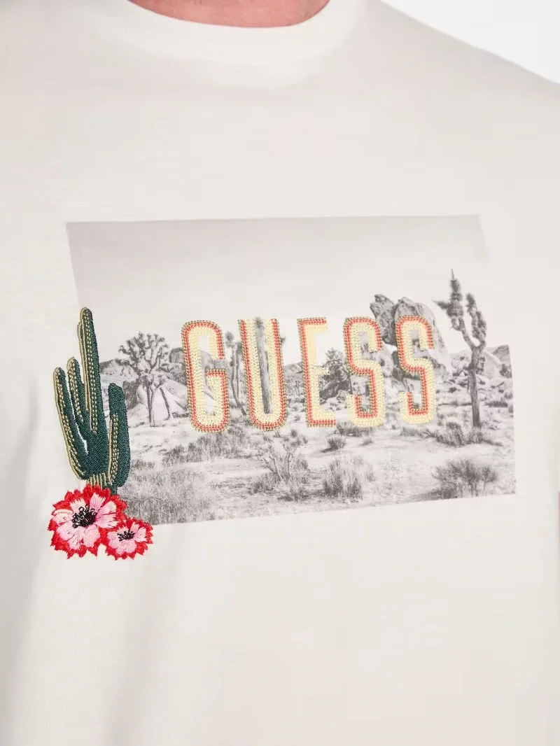 Guess Cactus Erkek Beyaz Regular Fit T-Shirt M5YI45KBW41-G018
