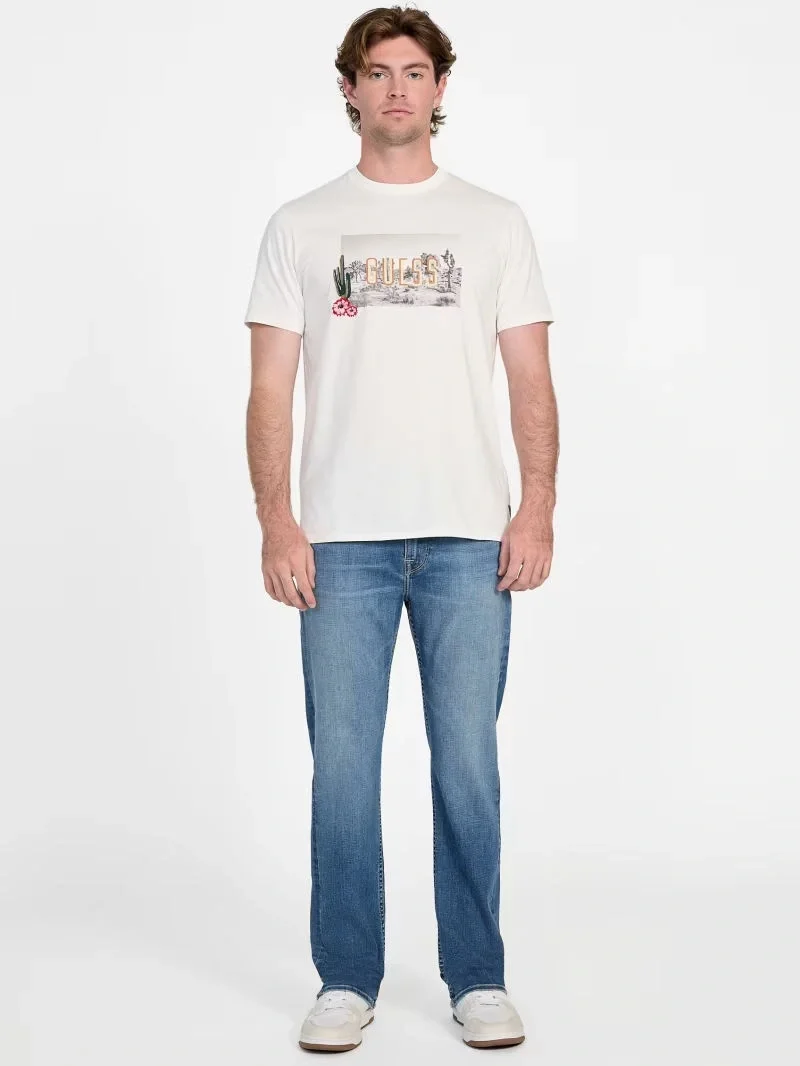 Guess Cactus Erkek Beyaz Regular Fit T-Shirt M5YI45KBW41-G018
