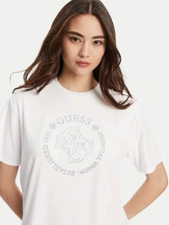 Guess Carla Kadın Beyaz Aktif Boxy Fit T-Shirt V5YI05KCOA2-G011