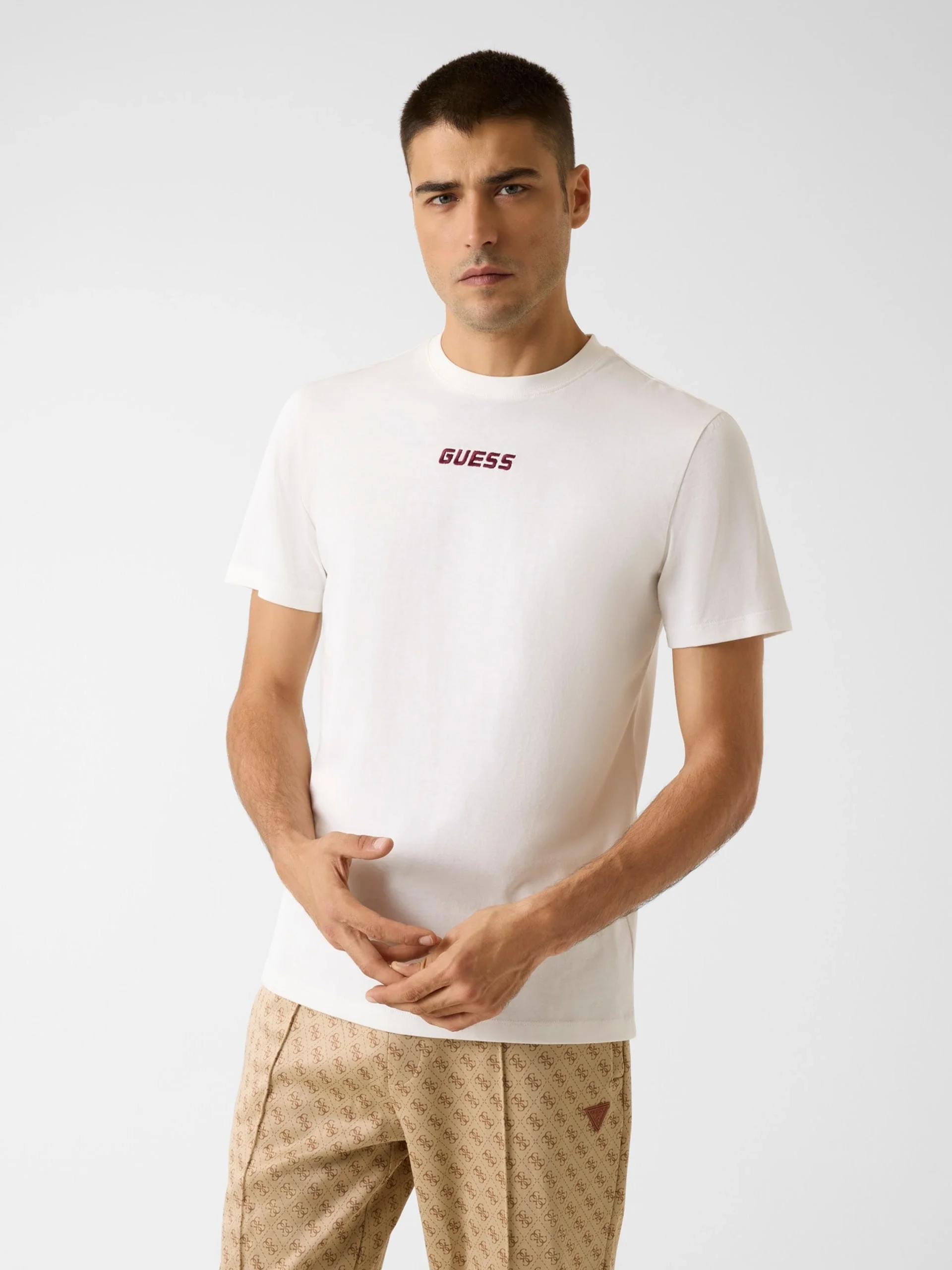 Guess Cochise Bisiklet Yaka Kısa Kollu Erkek Beyaz T-shirt Z6RI00I3Z14-G018