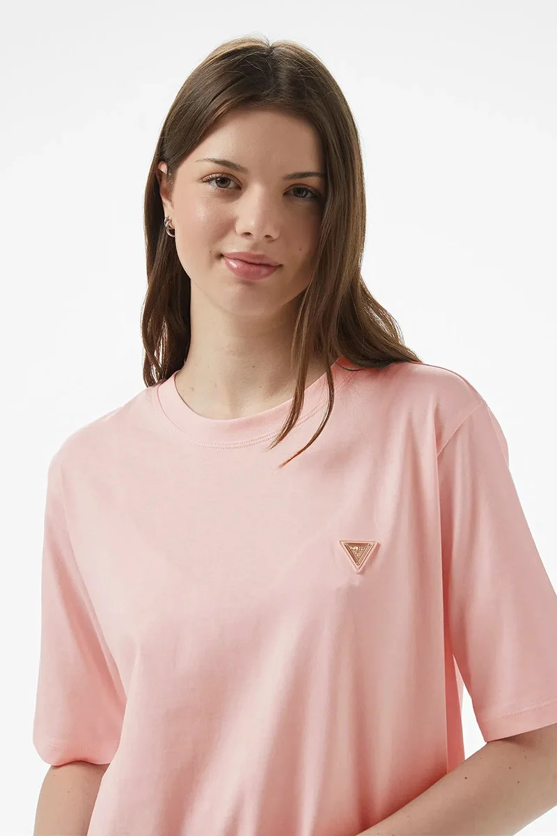 Guess Colette Kadın Bej Aktif Boxy Fit T-Shirt V4BI21I3Z14-G6I1