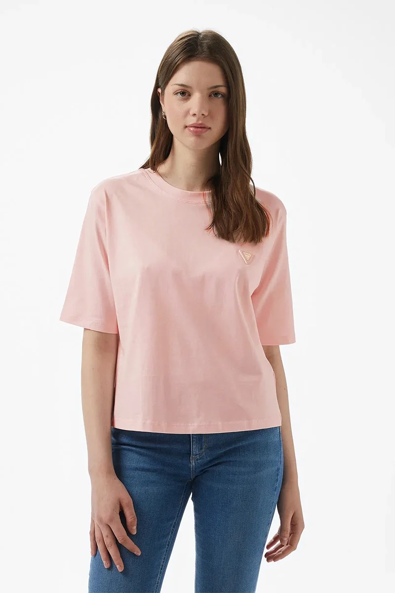 Guess Colette Kadın Bej Aktif Boxy Fit T-Shirt V4BI21I3Z14-G6I1