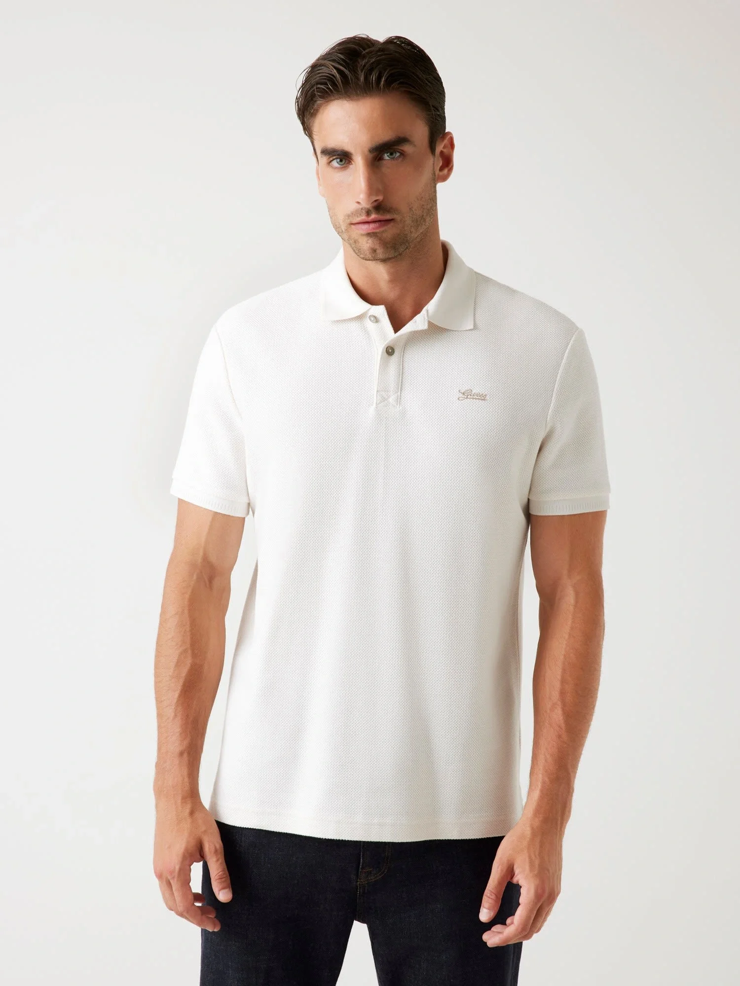 Guess Cotton Erkek Beyaz Regular Fit Polo T-Shirt M5BP05K0891-G018