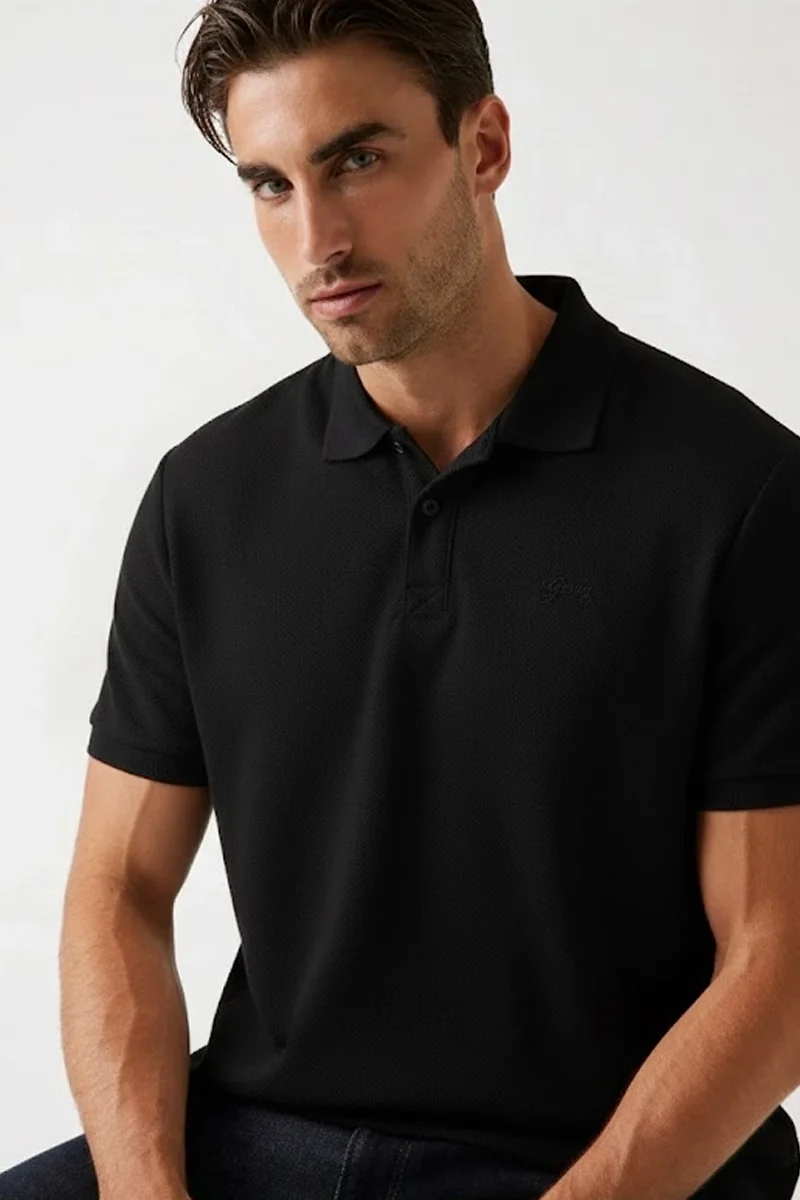 Guess Cotton Erkek Siyah Regular Fit Polo T-Shirt M5BP05K0891-JBLK