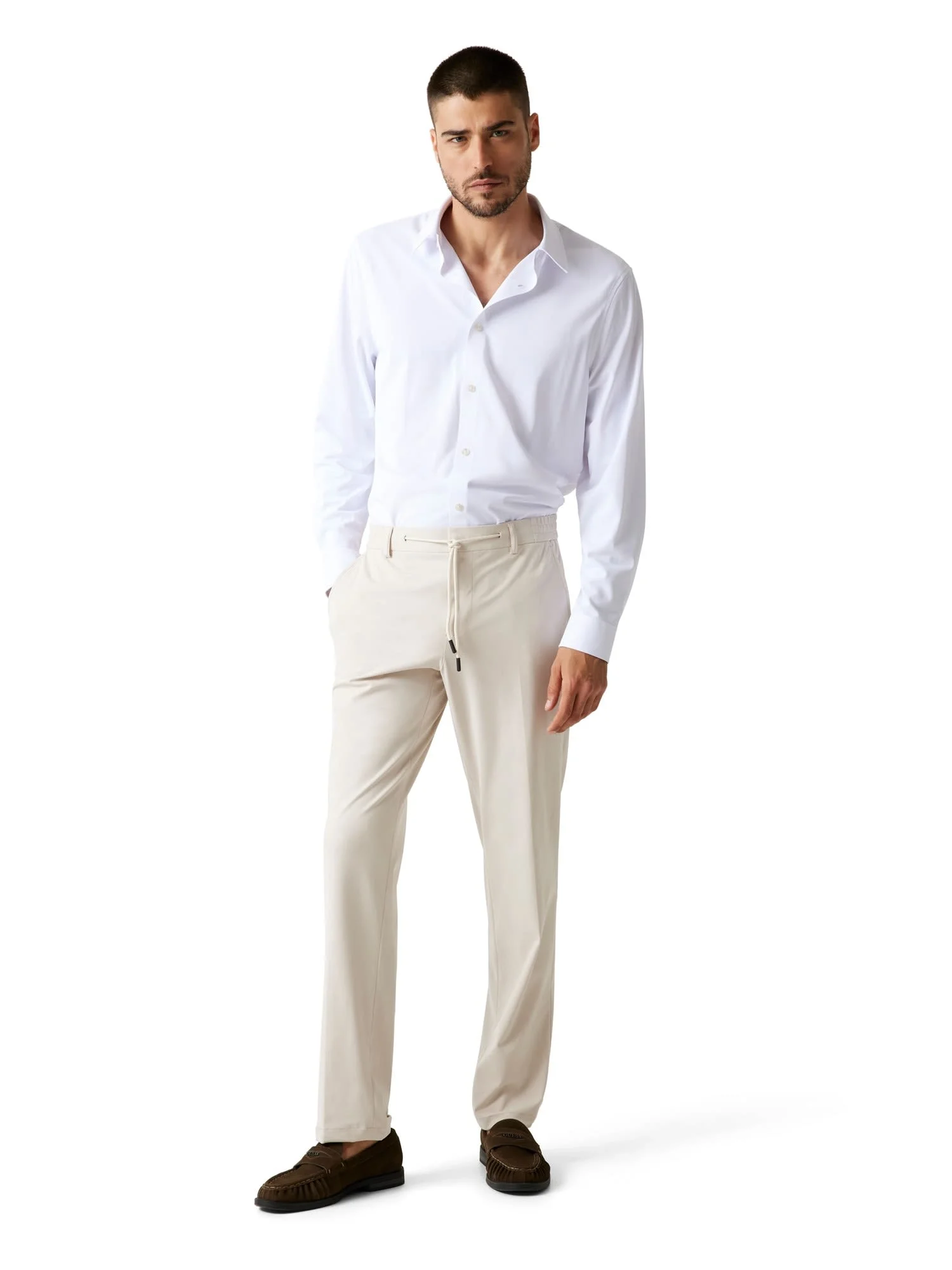 Guess Coulisse Erkek Krem Pantolon M5BB75WHHO2-G1I6