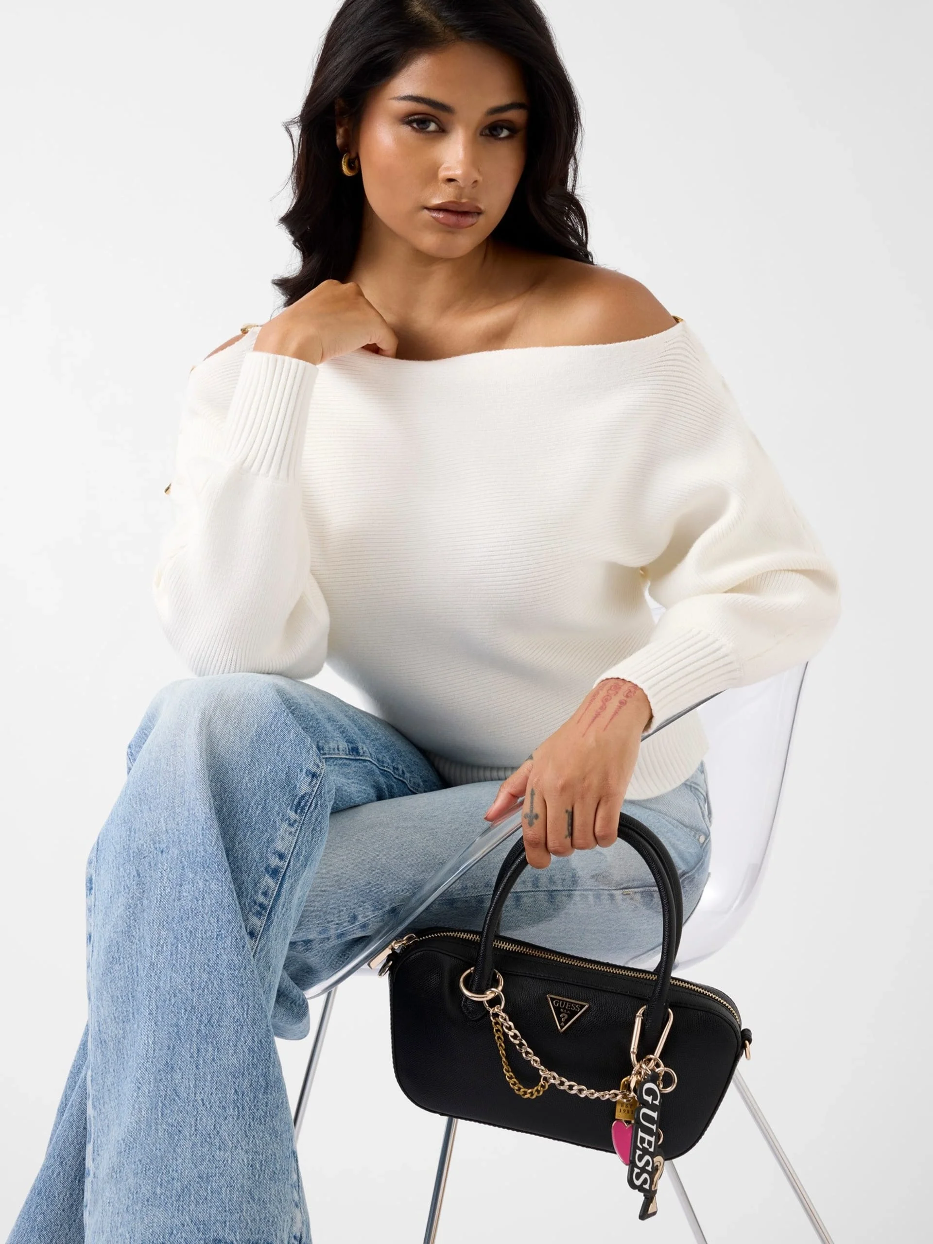 Guess Davina Küçük Kadın Siyah El Çantası HWBG9899050-BLA