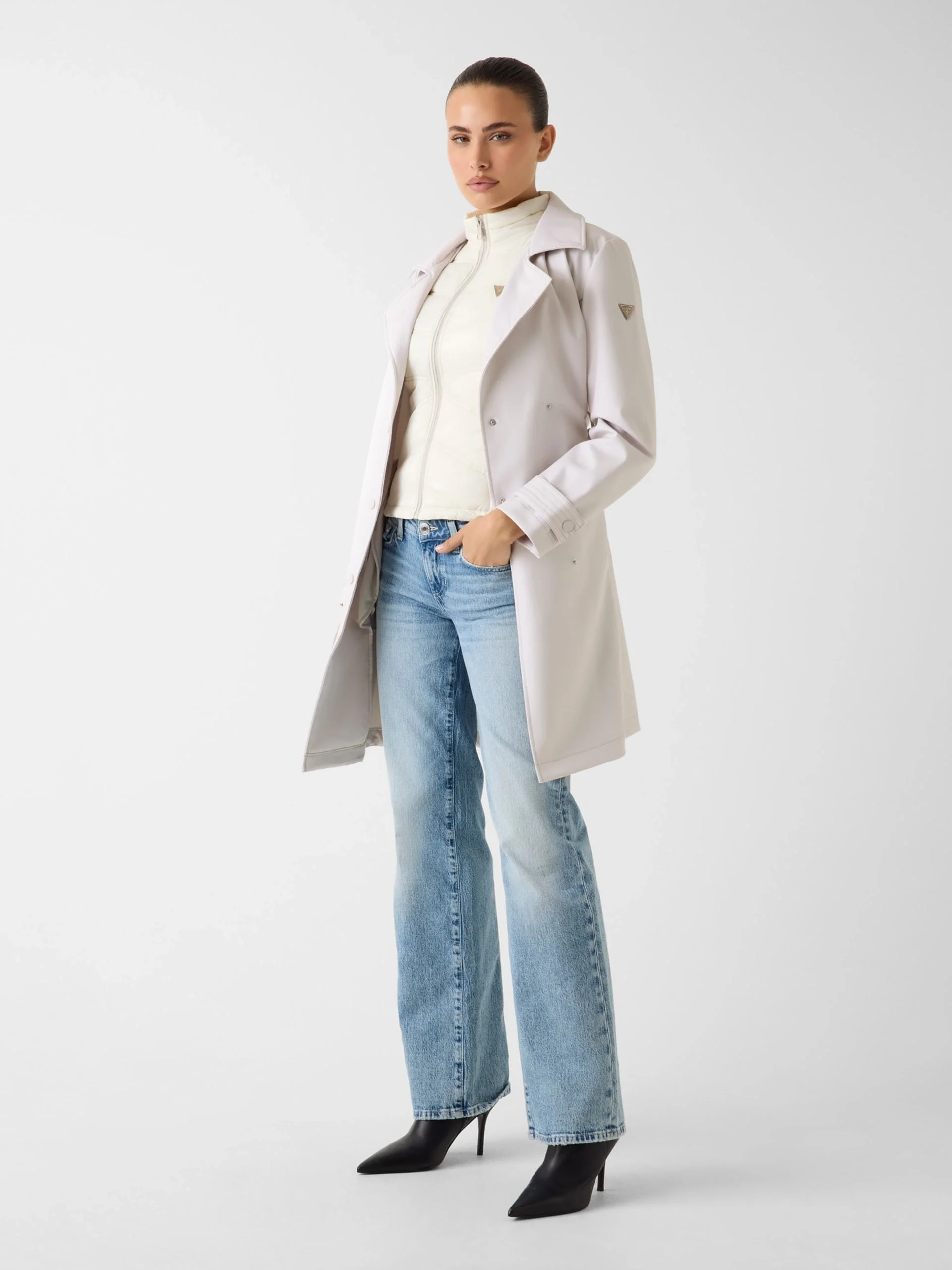 Guess Diletta 2si 1 Arada Kadın Krem Trençkot W6RL53WL942-G9B8