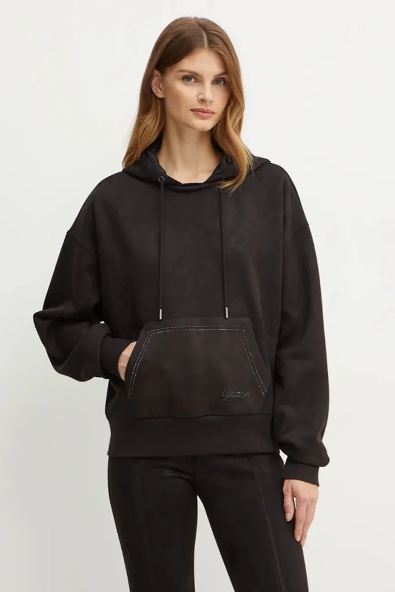 Guess Eco Kadın Siyah Scuba Sweatshirt W4BQ09KAUJ2-JBLK